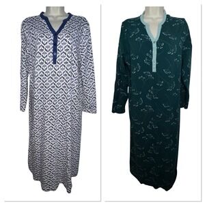 Bundle Of 2 Pajamagram Convertible Sleeve Midi Nightgown Henley Women Large
